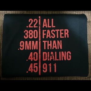 Black polyester thick blanket with red screen printed gun image